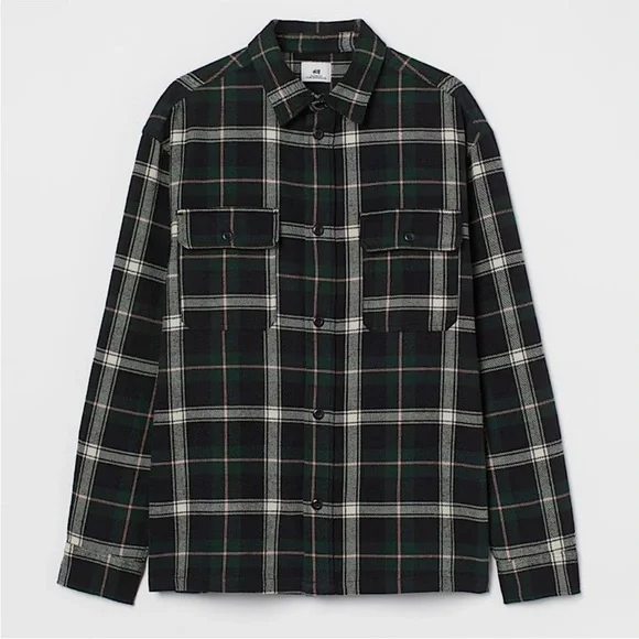 H&M Shirts Mens Green Plaid Flannel Poshmark